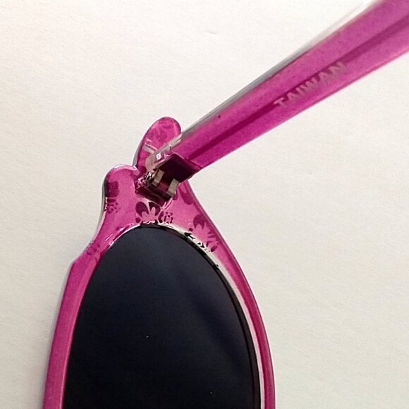 Sunglasses Retro Cat Eye Fuschia Glitter Frame Gray Lens - Picture 9 of 14